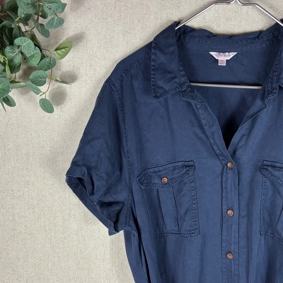Teddi Rose > Navy Button-Up Tencel Shirt Dress XXL - Picture 5 of 8